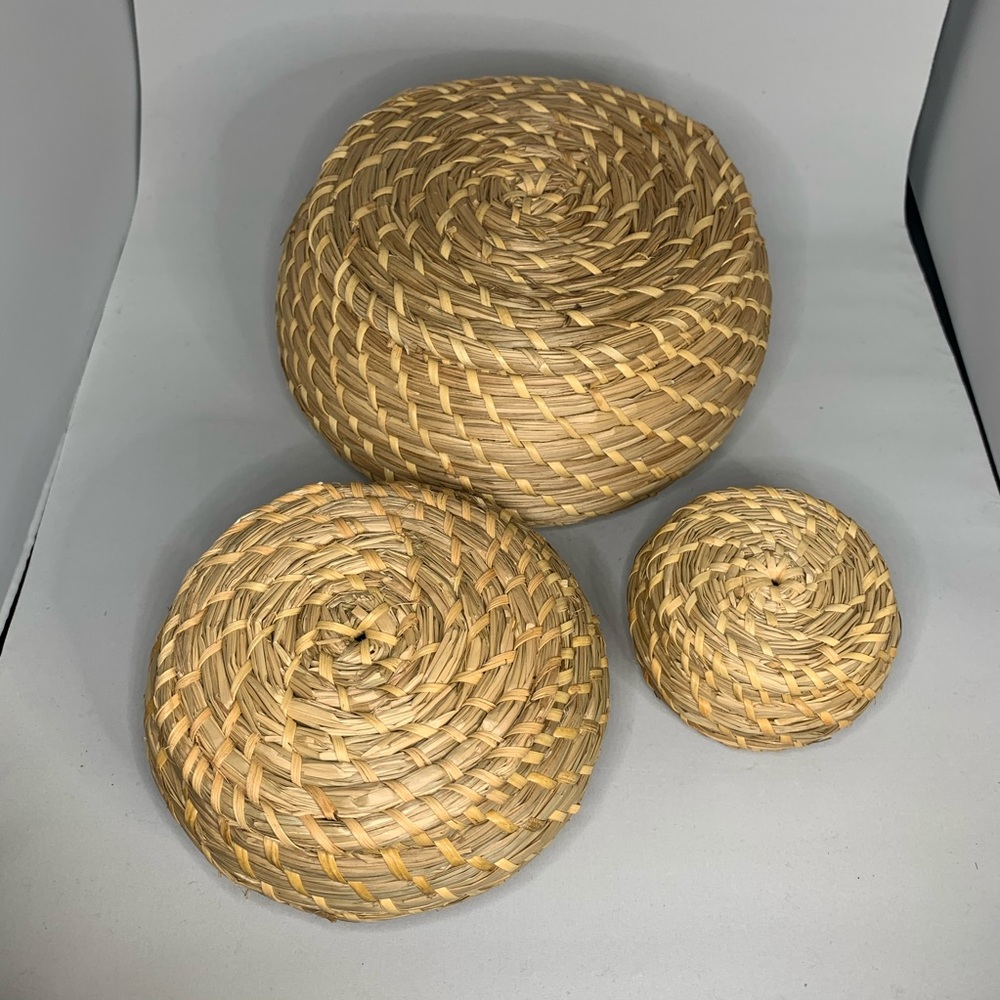 IKEA FRYKEN Box with lid set of 3 sea grass